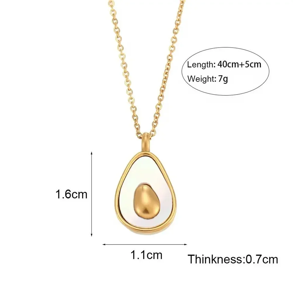 NWT 18K Yellow Gold Plated Stainless Steel Avocado Pendant Necklace